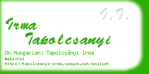 irma tapolcsanyi business card